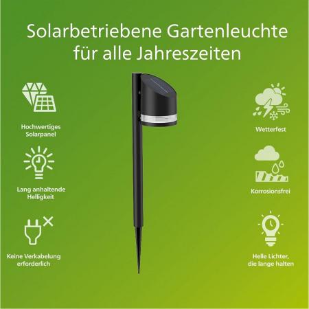 Philips LED Solar Erdspießleuchte Fyve II Schwarz 1,5W IP44