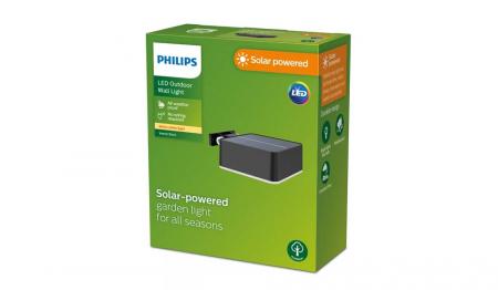 Philips LED Solar Wandleuchte Vynce mit Tageslichtsensor in Schwarz 1,5W IP44