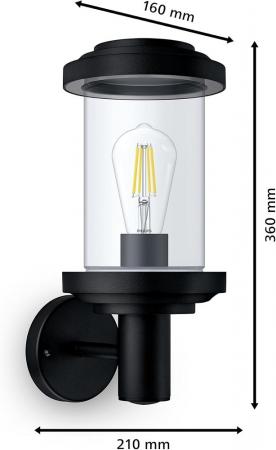 Philips Aussenwandleuchte Listra mit E27 Fassung IP44 schwarz
