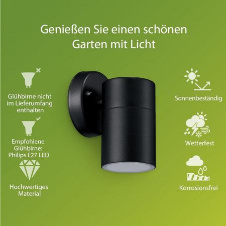 Philips Wandleuchte Kylis in Schwarz mit GU10  Fassung IP44