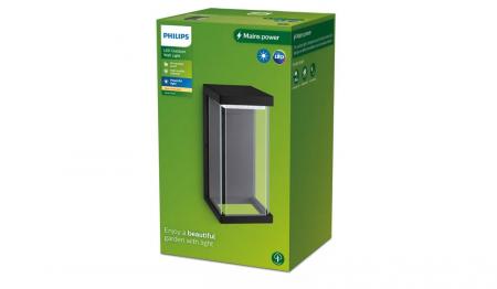 Philips Outdoor Wandleuchte Kyrie schwarz 12W, 2700 Kelvin warmweißes Licht, IP44