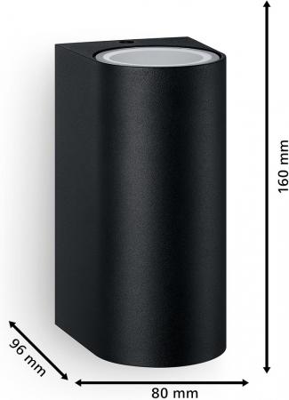 Philips Wandleuchte Nightingale in Schwarz up/down mit 2 x GU10 Fassungen IP44