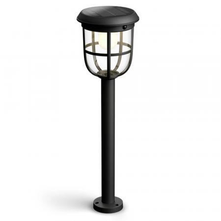 Philips ultraeffiziente Solar Erdspieß-Wegeleuchte Radii mit Sensor in Schwarz - warmweißes Licht, IP44 wetterfest