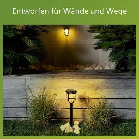 Philips ultraeffiziente Solar Erdspieß-Wegeleuchte Radii mit Sensor in Schwarz - warmweißes Licht, IP44 wetterfest