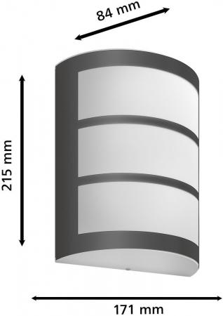 PHILIPS Outdoor Wandleuchte Ultra-Efficient Python Antharzit, 3,8W, 2700 Kelvin, IP44