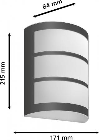 Philips Wandleuchte Python mit Bewegungssensor Ultra-Efficient in Antharzit IP44 - mit warmweißem Licht