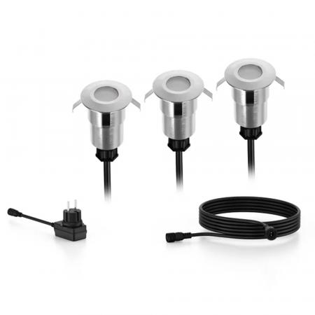 Philips 3er Set Einbauleuchten Outdoor Edelstahl mit warmweißem Licht - Niedervolt Spore Bodenspot Erweiterung