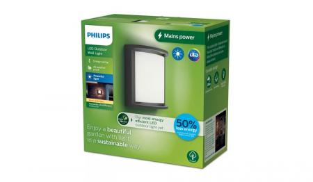 Philips Outdoor Wandleuchte Samondra in Anthrazit mit warmweißem Licht IP44