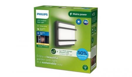 Philips Wandleuchte Petronia Ultra Efficient in Anthrazit warmweißes Licht IP44