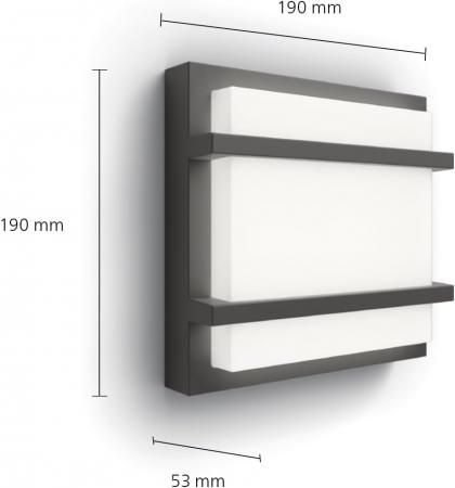 Philips Wandleuchte Petronia Ultra Efficient in Anthrazit warmweißes Licht IP44
