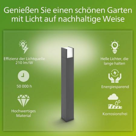Philips Wegeleuchte Arbour Ultra-Efficient anthrazit 3,8W mit warmweißem Licht