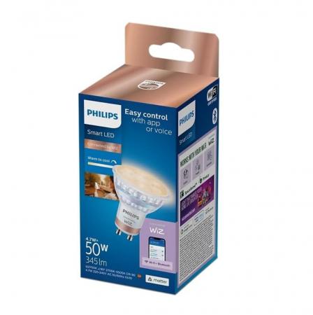 PHILIPS WiZ Smart LED GU10 4,7W wie 50W 345lm 2700–6500K dimmbar Matter Glas