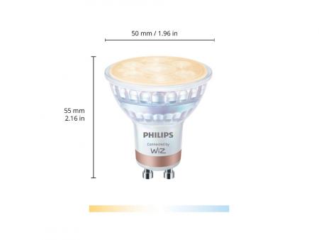 PHILIPS WiZ Smart LED GU10 4,7W wie 50W 345lm 2700–6500K dimmbar Matter Glas