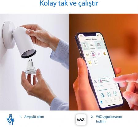 PHILIPS WiZ Smart LED GU10 4,7W wie 50W 345lm RGB+CCT 2200–6500K 36° dimmbar WLAN Bluetooth Matter Glas