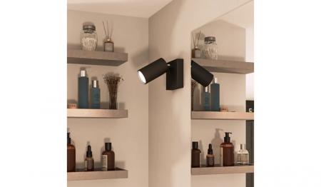 Philips 1er Idris Decken-/Wandspot in Schwarz IP44 - Badezimmer geeignet, dimmbar mit 1 x GU10 Fassung