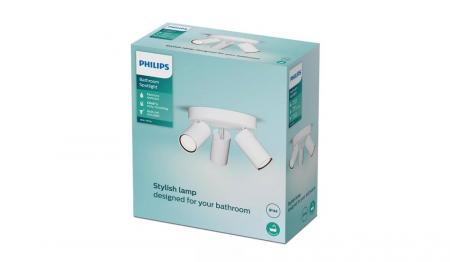 Philips 3er Deckenstrahler Idris in Weiß IP44 - Badezimmer geeignet, dimmbar mit 3 x GU10 Fassung