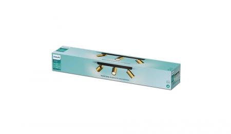 Philips 3er Idris Deckenstrahler in Schwarz/Gold IP44 - Badezimmer geeignet, dimmbar mit 3 x GU10 Fassung