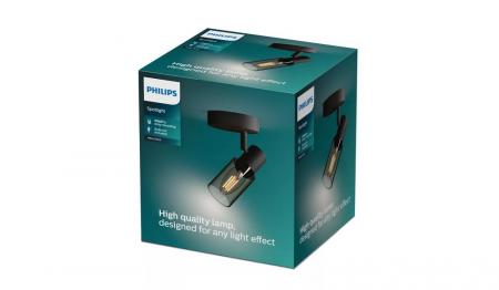 Philips 1er Palms Decken-/Wandspot in Schwarz IP20 - E14 Fassung - aus Glas und Metall