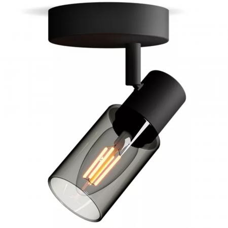 Philips 1er Palms Decken-/Wandspot in Schwarz IP20 - E14 Fassung - aus Glas und Metall