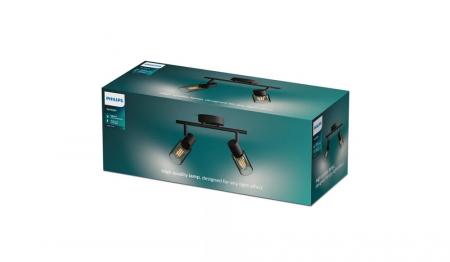 Philips 2er Palms Decken-/Wandspot in Schwarz IP20 - E14 Fassung - aus Glas und Metall