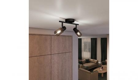 Philips 2er Palms Decken-/Wandspot in Schwarz IP20 - E14 Fassung - aus Glas und Metall
