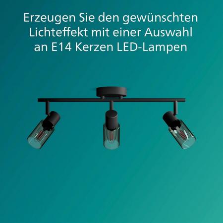 Philips 3er Palms Deckenstrahler in Schwarz IP20 - E14 Fassung - aus Glas und Metall