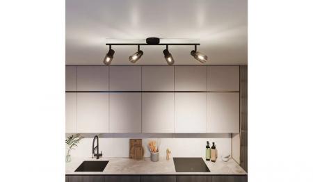 Philips 4er Palms Deckenstrahler in Schwarz IP20 - E14 Fassung - aus Glas und Metall