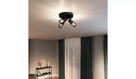 Philips 3er Palms Deckenstrahler in Schwarz IP20 - E14 Fassung - aus Glas und Metall