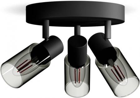 Philips 3er Palms Deckenstrahler in Schwarz IP20 - E14 Fassung - aus Glas und Metall