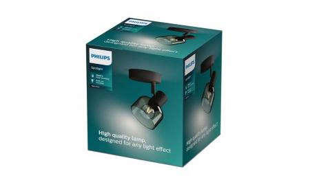Philips 1er Sleet Decken-/Wandspot in Schwarz IP20 - E14 Fassung - aus Glas und Metall