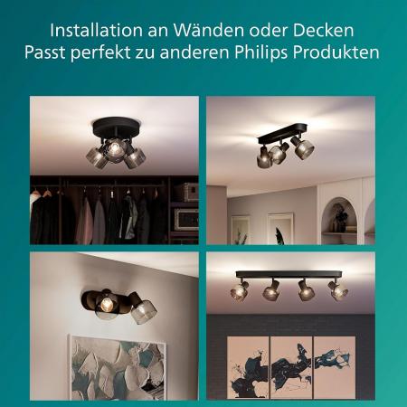 Philips 1er Sleet Decken-/Wandspot in Schwarz IP20 - E14 Fassung - aus Glas und Metall