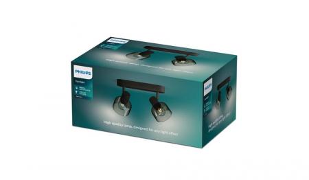 Philips 2er Sleet Decken-/Wandspot in Schwarz IP20 - E14 Fassung - aus Glas und Metall