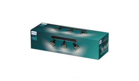 Philips 3er Sleet Deckenstrahler in Schwarz IP20 - E14 Fassung - aus Glas und Metall