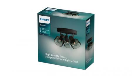 Philips 3er Sleet Deckenstrahler in Schwarz IP20 - E14 Fassung - aus Glas und Metall