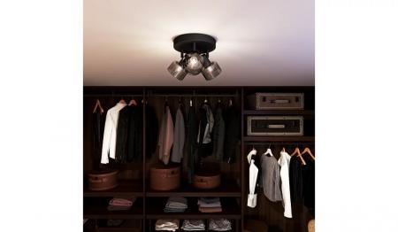 Philips 3er Sleet Deckenstrahler in Schwarz IP20 - E14 Fassung - aus Glas und Metall