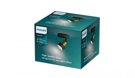 Philips 1er Conduit Decken-/Wandspot in Schwarz/Gold mit 1 x GU10 Fassung IP20