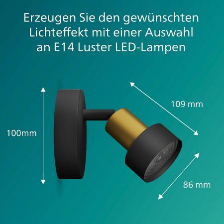 Philips 1er Conduit Decken-/Wandspot in Schwarz/Gold mit 1 x GU10 Fassung IP20
