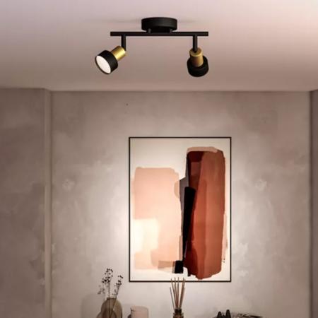 Philips 2er Conduit Decken-/Wandspot in Schwarz/Gold mit 1 x GU10 Fassung IP20