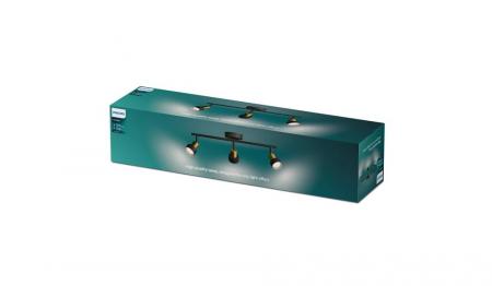 Philips 3er Conduit Decken-/Wandspot in Schwarz/Gold mit 1 x GU10 Fassung IP20