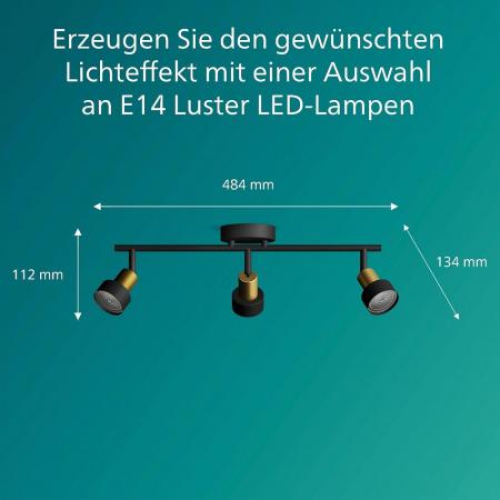 Philips 3er Conduit Decken-/Wandspot in Schwarz/Gold mit 1 x GU10 Fassung IP20