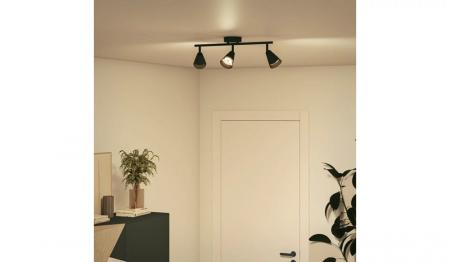 Philips 3er Cleft Decken-/Wandspot in Schwarz IP20 - GU10 Fassung - aus Glas und Metall