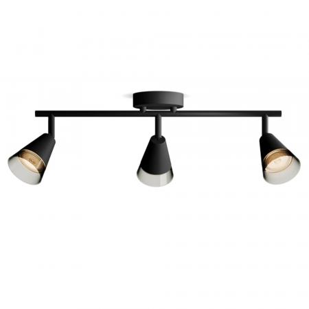 Philips 3er Cleft Decken-/Wandspot in Schwarz IP20 - GU10 Fassung - aus Glas und Metall