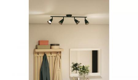 Philips 4er Cleft Decken-/Wandspot in Schwarz IP20 - GU10 Fassung - aus Glas und Metall