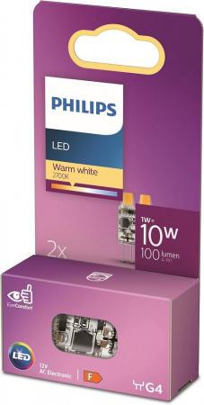 2er Set Philips LED G4 Brenner 1W 2700K 100lm Warmweiß transparent