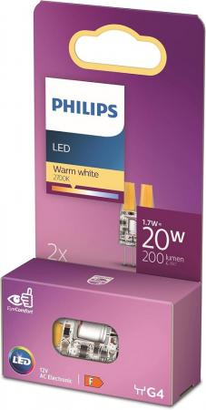 2er Set Philips LED G4 Kapsellampe 1,7W 2700K Warmweiß 200lm