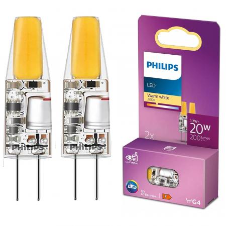 2er Set Philips LED G4 Kapsellampe 1,7W 2700K Warmweiß 200lm