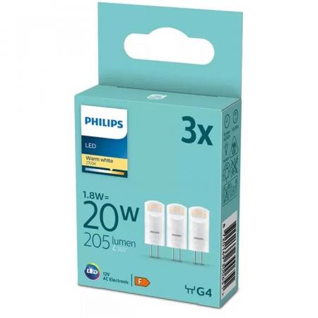 3er Set PHILIPS LED G4 1,8W = 20W 205lm 2700K warmweiß Kapsel 12V
