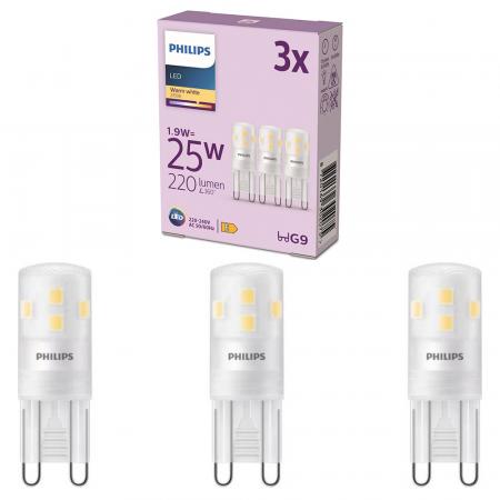 3er Set PHILIPS LED G9 1,9W = 25W 220lm 2700K warmweiß
