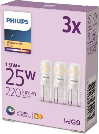 3er Set PHILIPS LED G9 1,9W = 25W 220lm 2700K warmweiß
