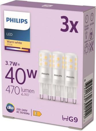 3er Set PHILIPS LED G9 Kapsel 3,7W = 40W 470lm 2700K extra warmweiß